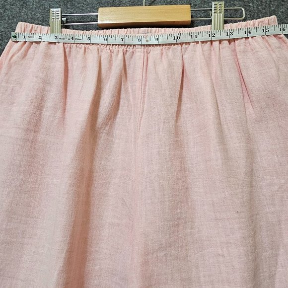 Russ Berens Pants Womens Size Large 100% Linen Pink Elastic Waist Loose Fit - Picture 8 of 15